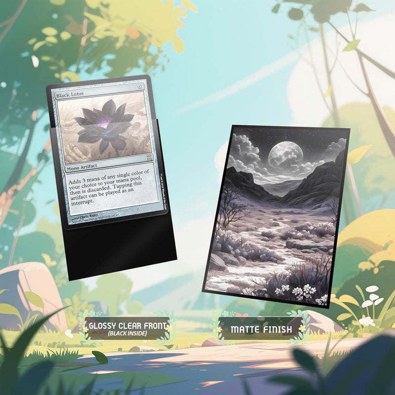 Kiiransr MTG Card Sleeves - Scrubland(White Black) - Fantasy Dual Lands Series - Ultra Clear Front & Matte Finish Back, 100 Count Standard Size TCG Art Sleeves for Magic The Gathering - Image 3